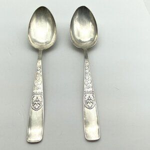 Reed & Barton‎ Silver Plated Tablespoon Serving Spoons Set 2 Italian 1885 8.25”
